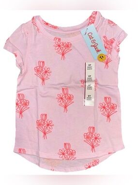 Cat & Jack Pink Floral Short Sleeve Tee for Kids NWT